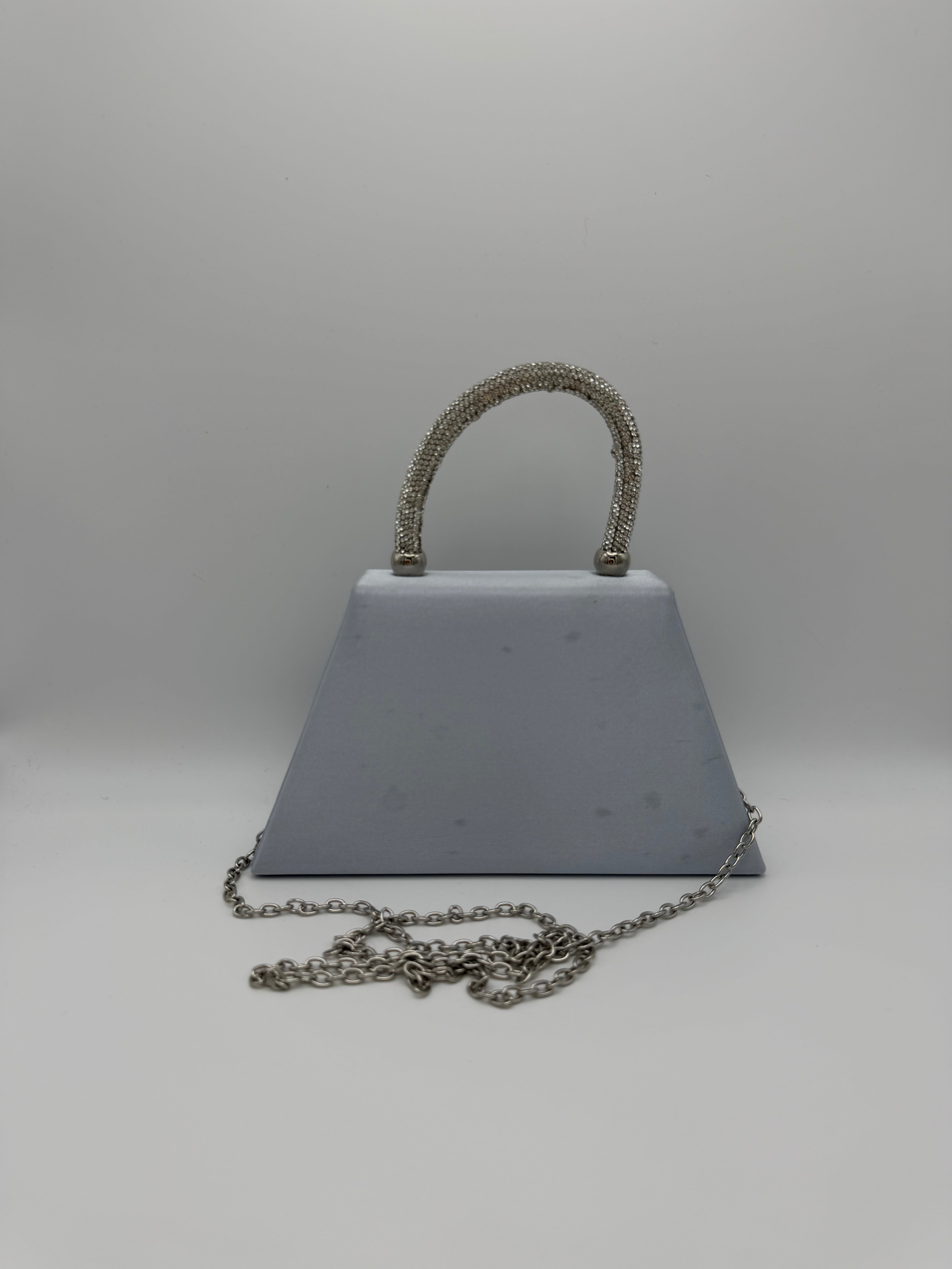 Tie Diamante Embedded Top Handle Clutch Bag - Back