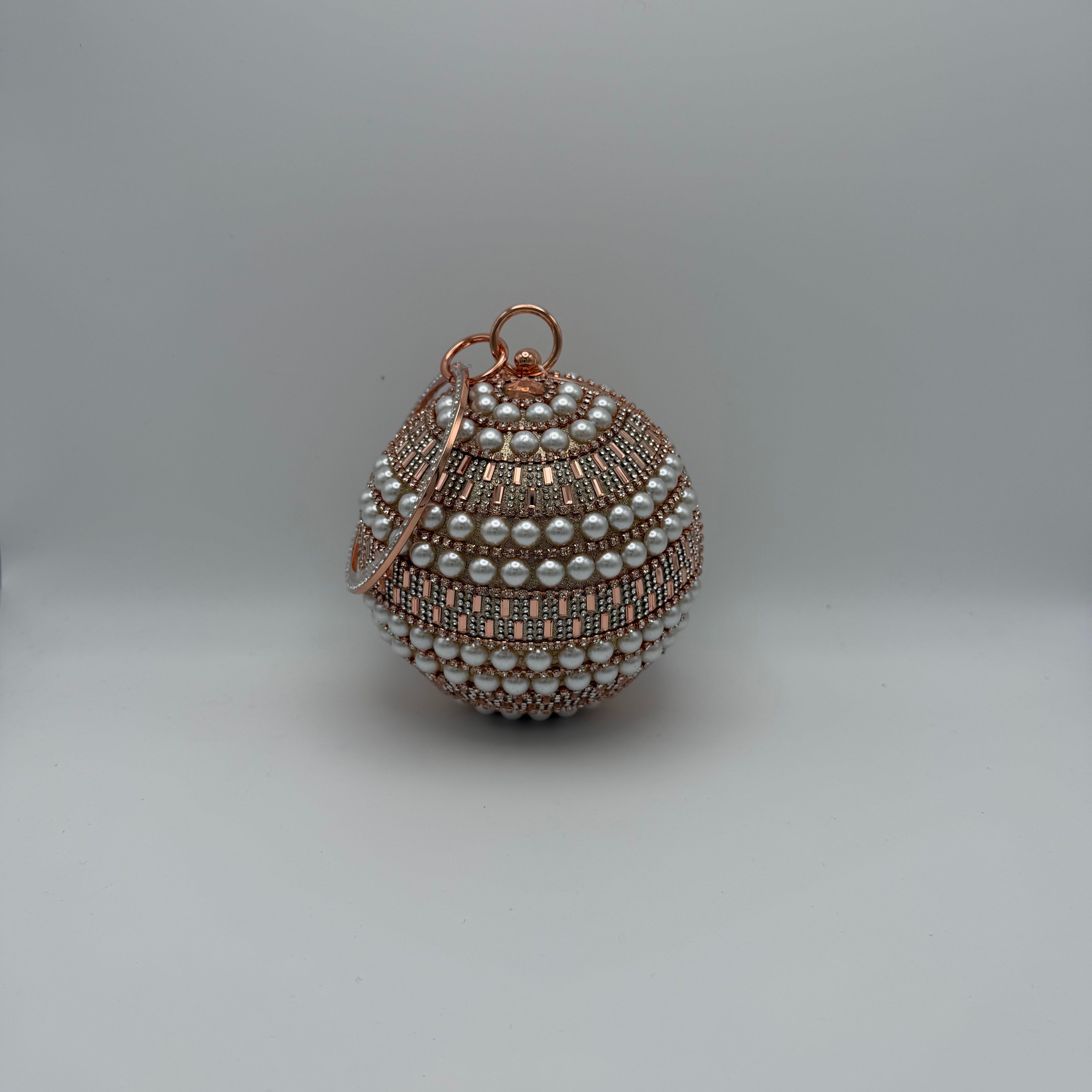 Rhinestone Glitter Ball Clutch Bag - Front