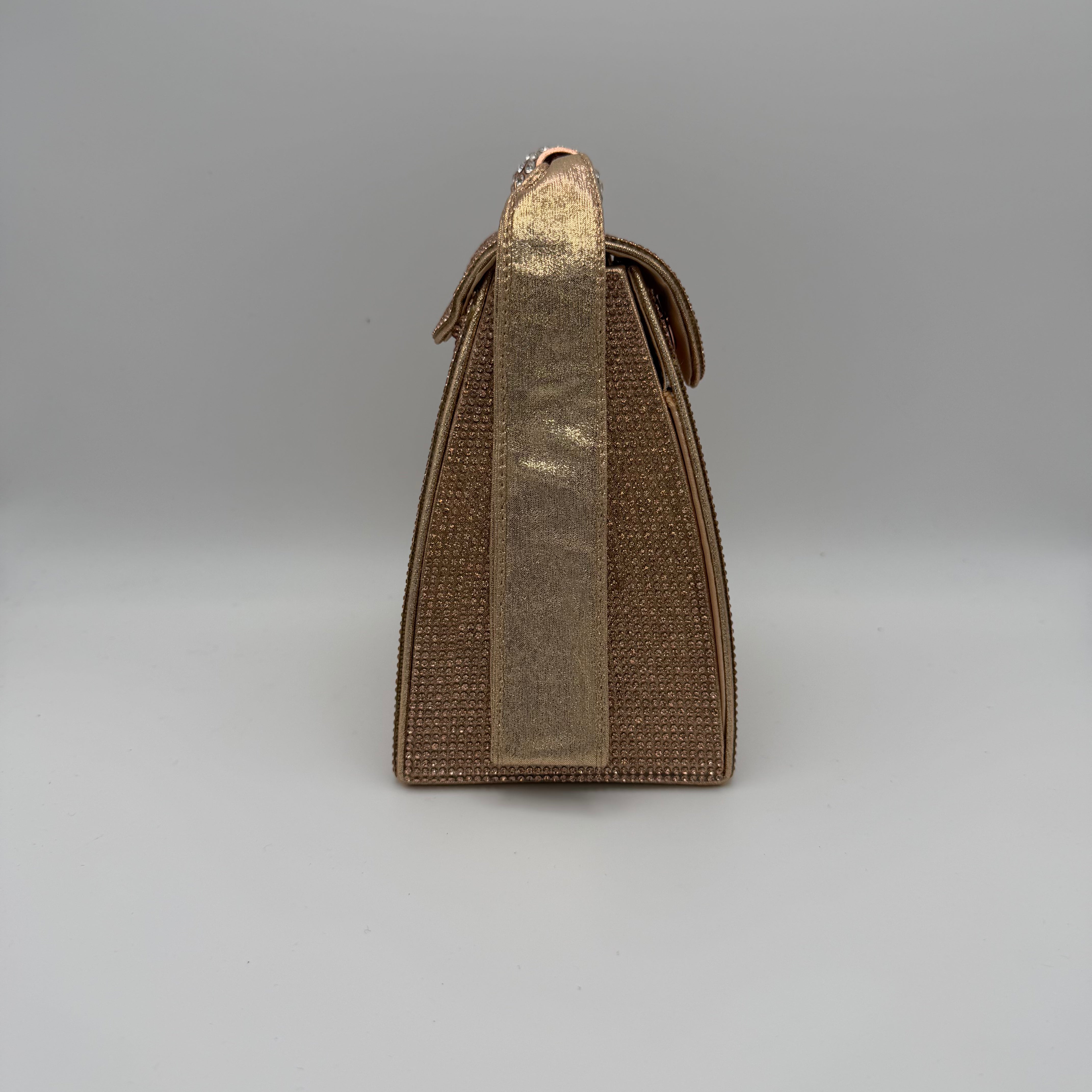 Rhinestone Mini Clutch Bag with Stone Top Handle - Side