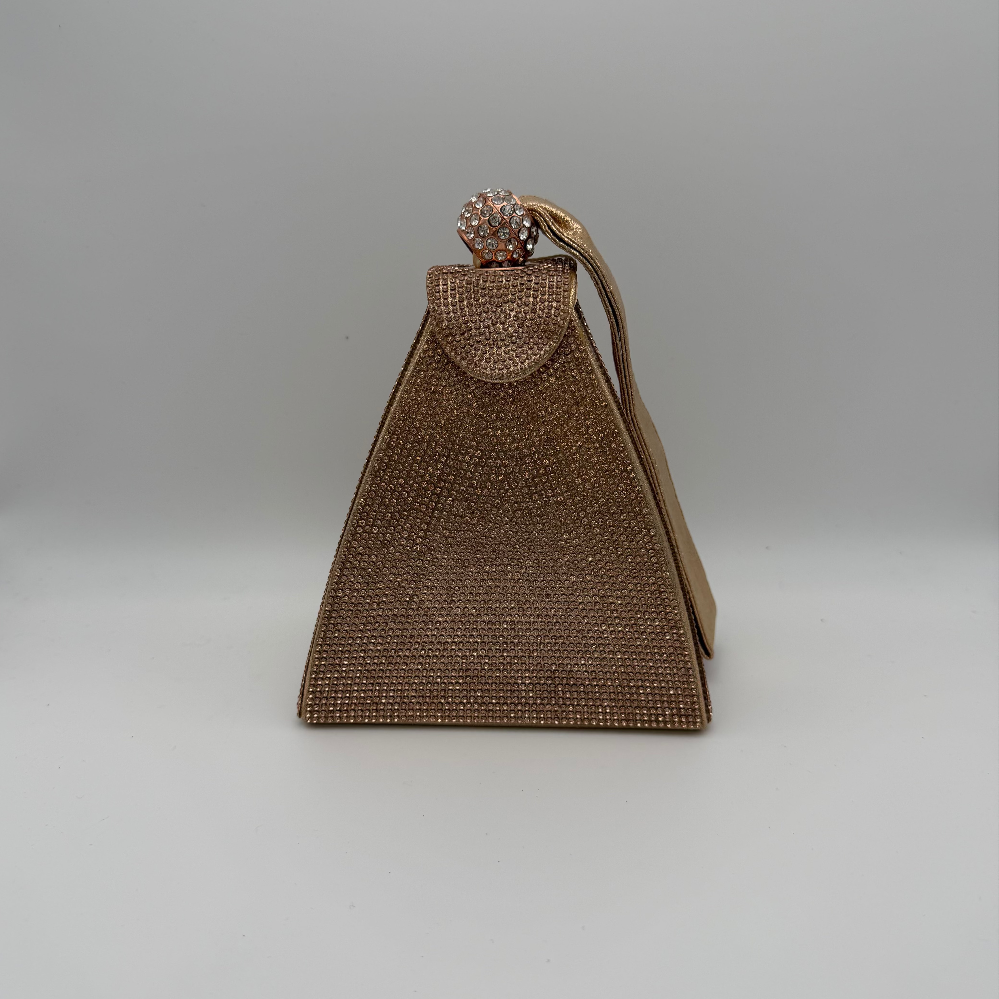 Rhinestone Mini Clutch Bag with Stone Top Handle - Side