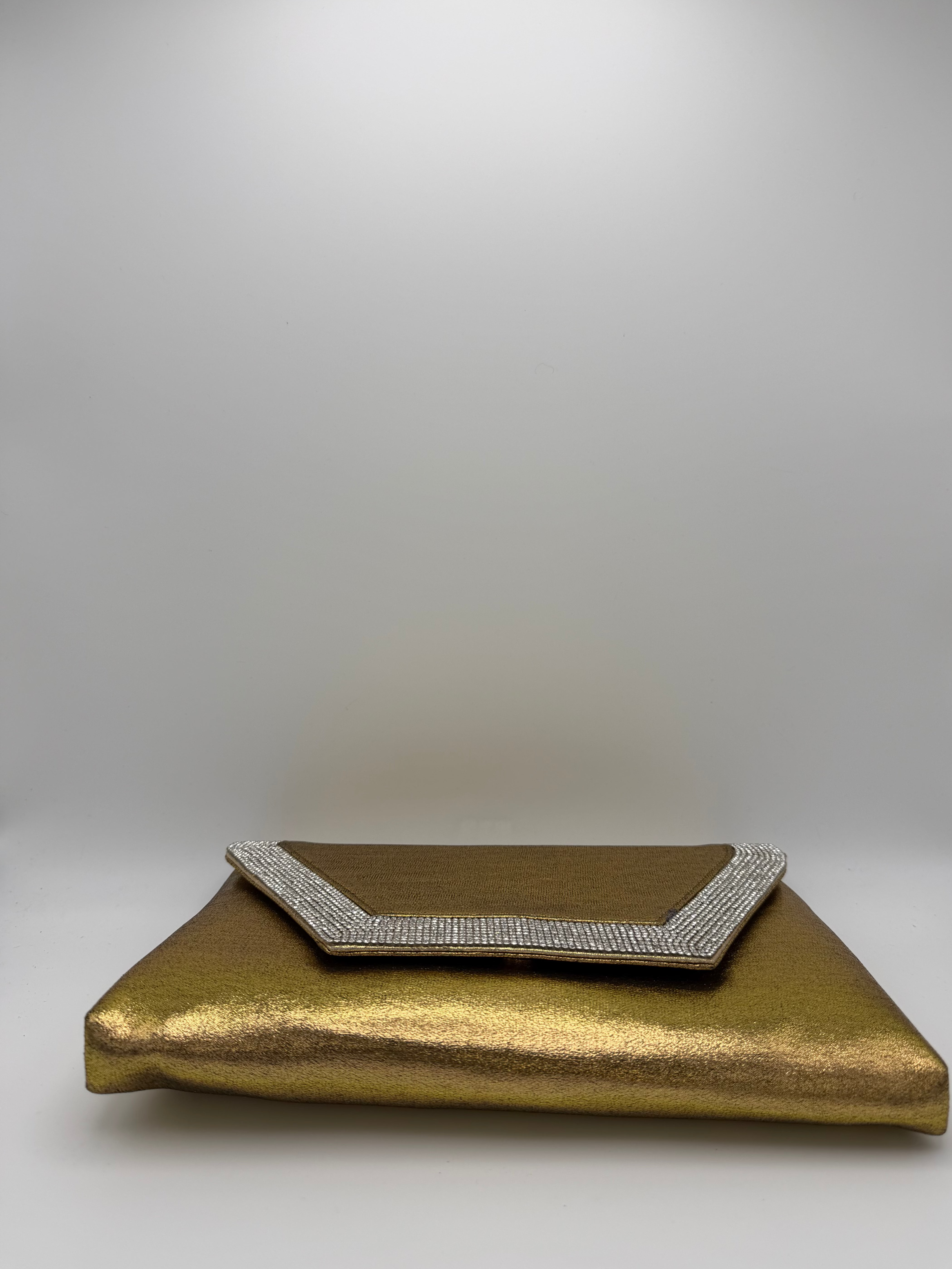 Crystal Trim Envelope Clutch Bag - Side