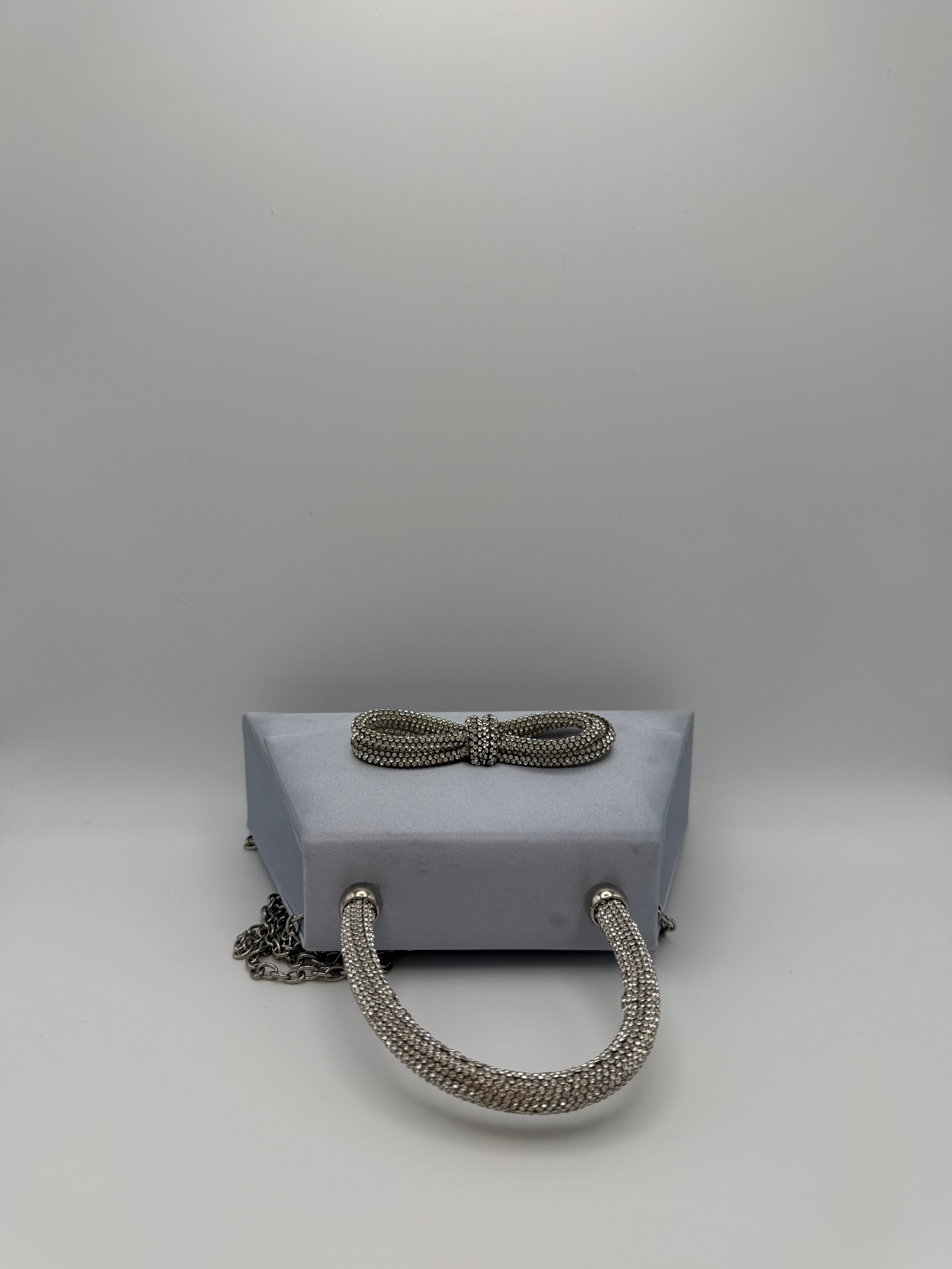 Tie Diamante Embedded Top Handle Clutch Bag - Side