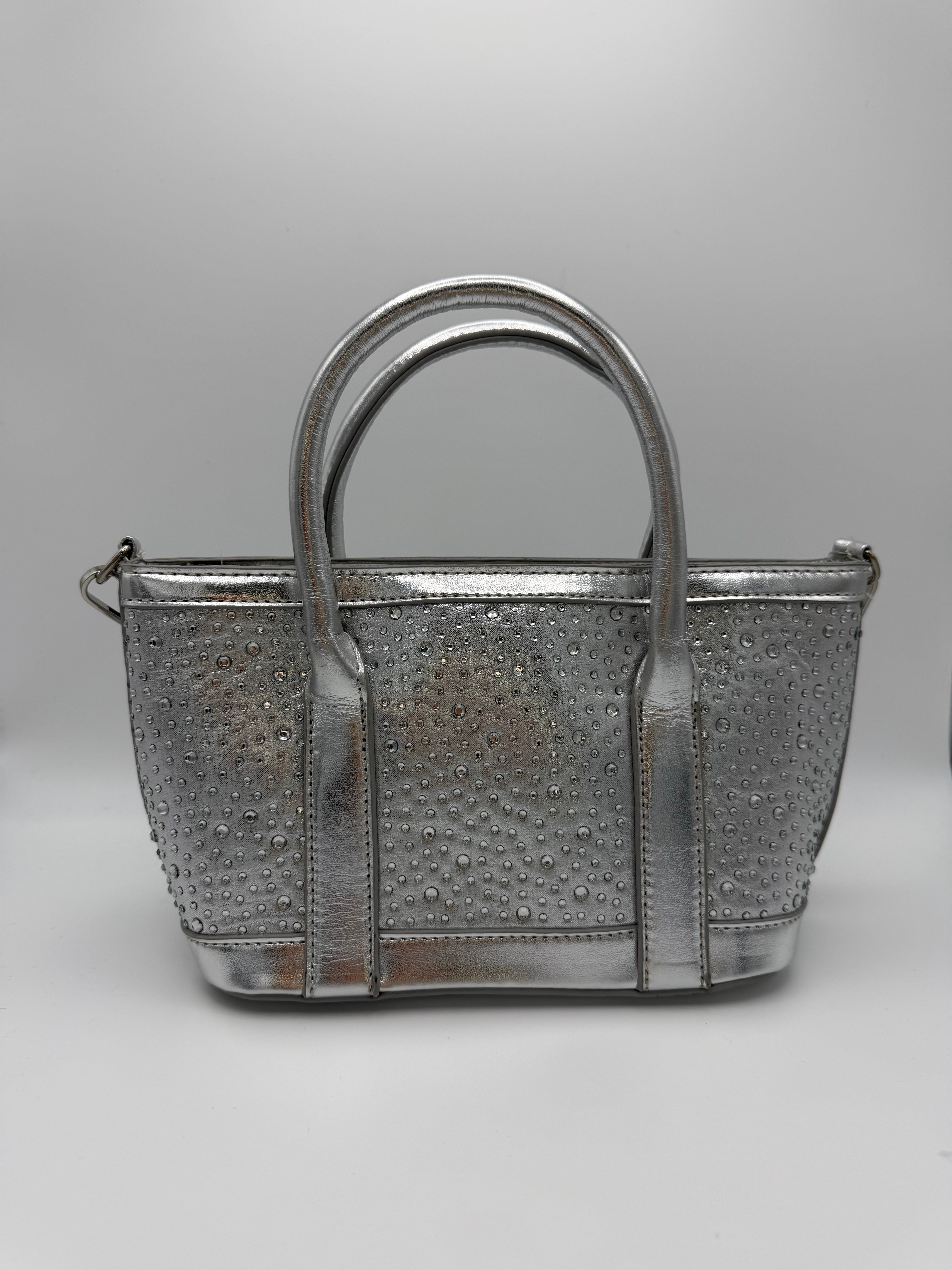 Studded Mini Tote Bag - Silver
