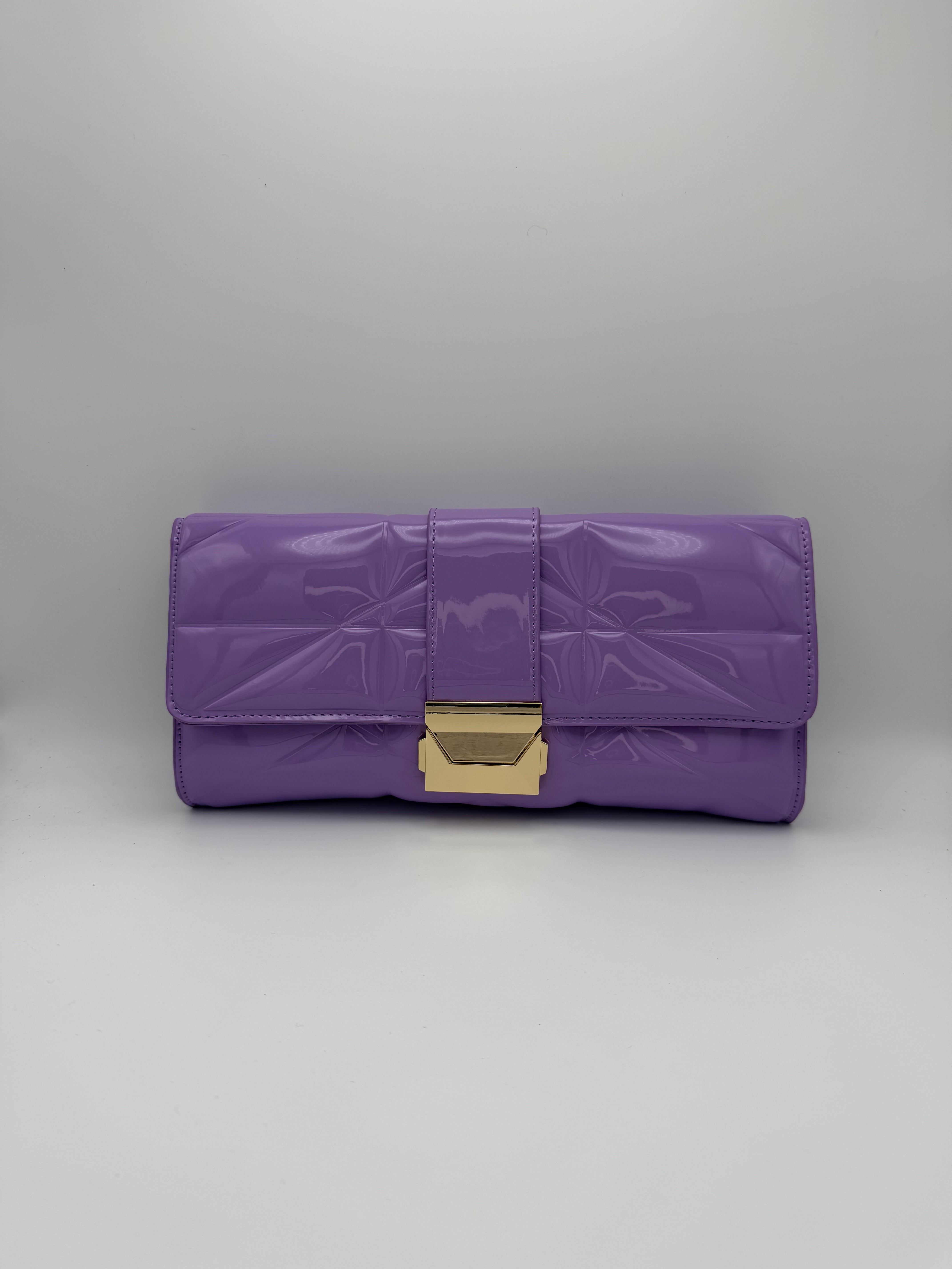 Quilted Clutch Bag - Purple