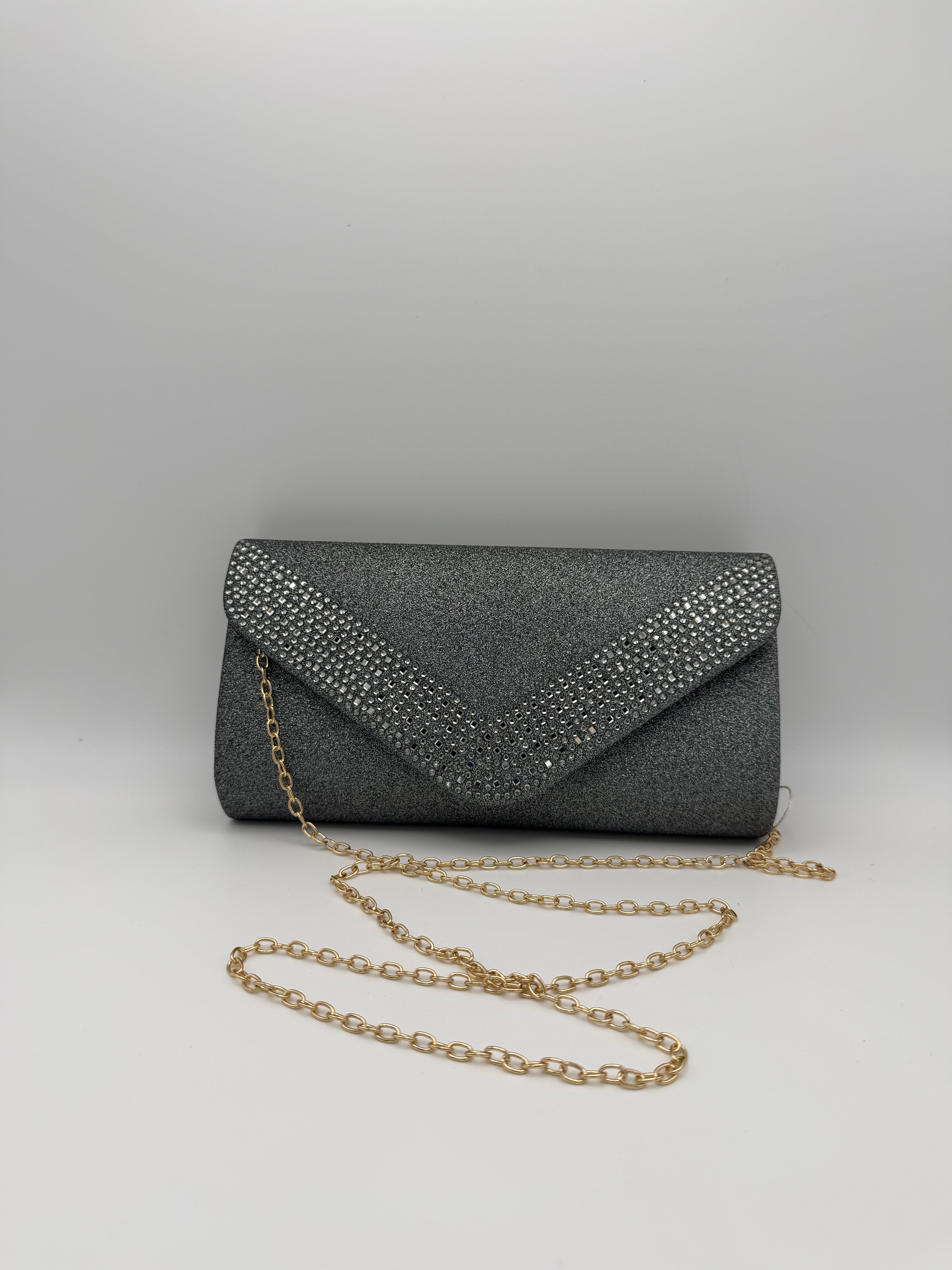 Embellished Envelope Clutch - Grey