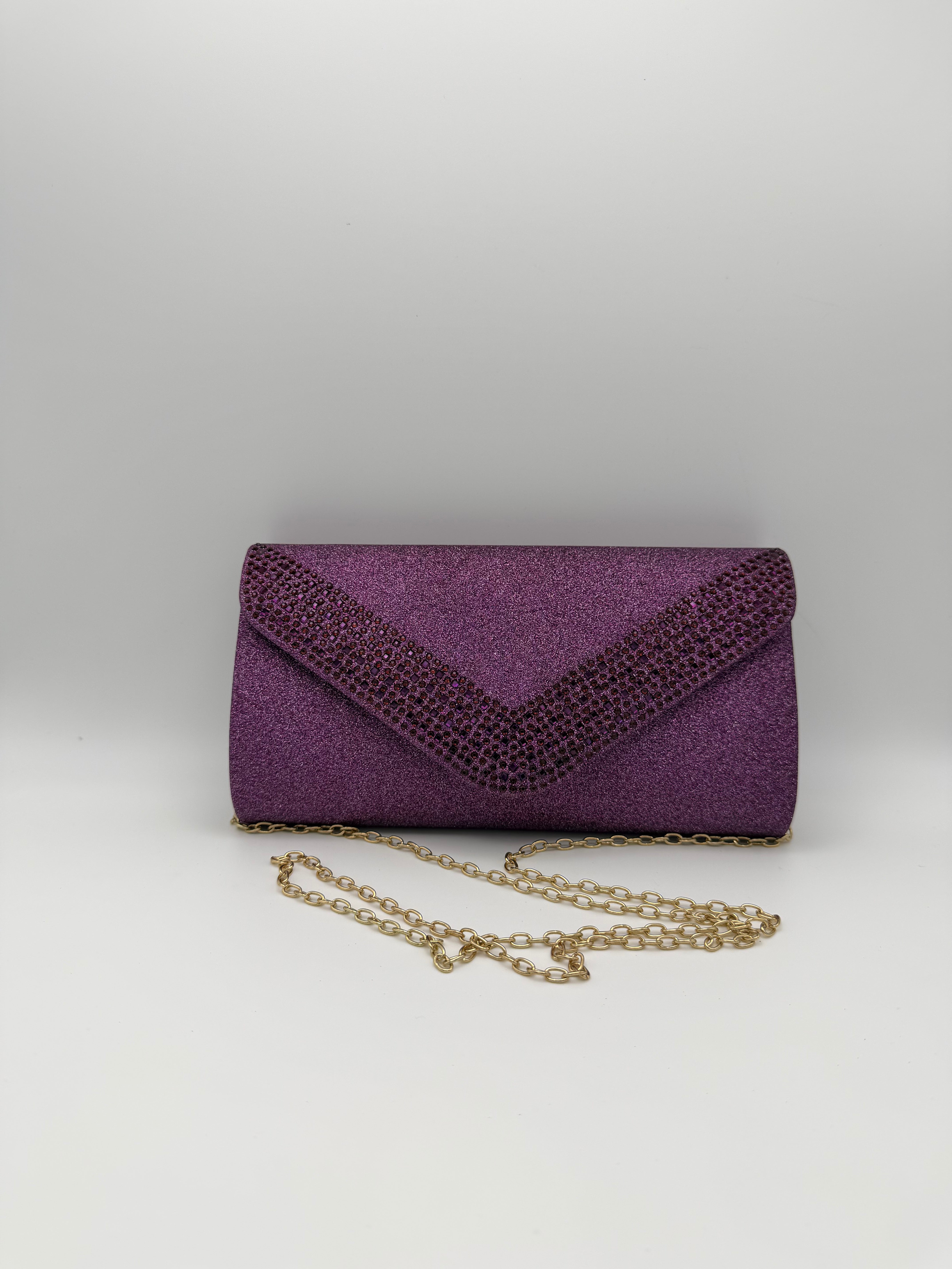 Embellished Envelope Clutch - Purple